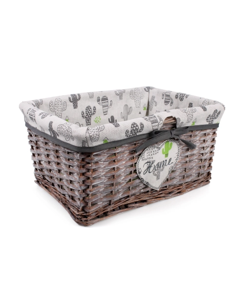 Zdjęcie: Szuflada wiklinowa z materiałem w kaktusy 35x25x17 cm brązowa TIN TOURS