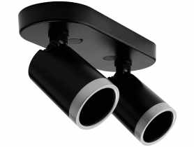 Oprawa ścienno-sufitowa Spot Best 2xGU10 – czarny/srebrny VOLTENO