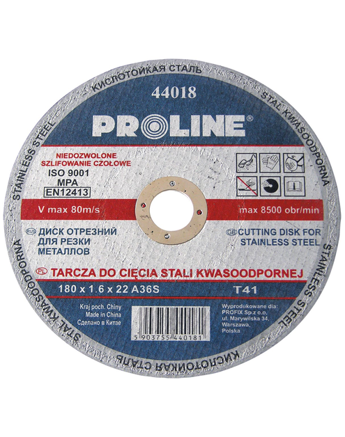 Zdjęcie: Tarcza do cięcia stali kwasowej T41, 400x4.0x32A24Q PROLINE