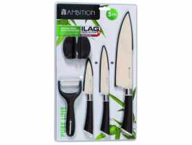 Komplet 3 noży z ostrzałką i obieraczką Pure Line AMBITION
