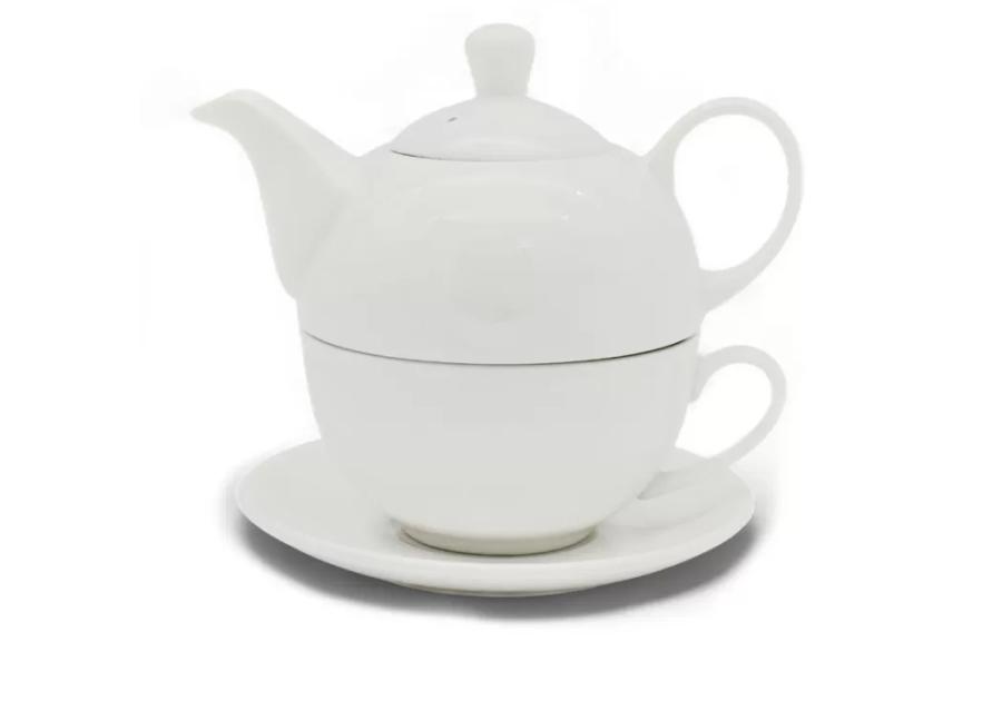 Zdjęcie: Dzbanek ceramiczny 450 ml z filiżanką biały TRAGAR