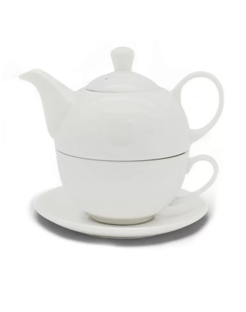 Zdjęcie: Dzbanek ceramiczny 450 ml z filiżanką biały TRAGAR