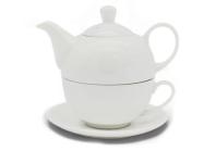 Zdjęcie: Dzbanek ceramiczny 450 ml z filiżanką biały TRAGAR