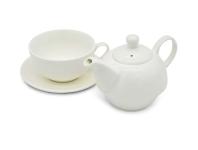 Zdjęcie: Dzbanek ceramiczny 450 ml z filiżanką biały TRAGAR