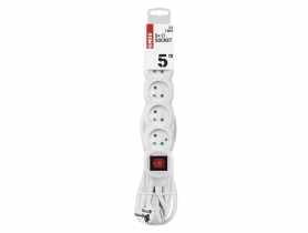Przedłużacz 5 m, 5 gniazd, z wyłącznikiem, biały, PVC, 1 mm2 EMOS