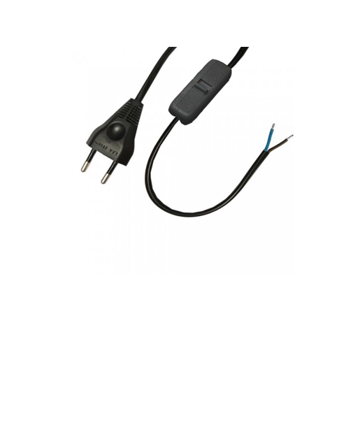 Zdjęcie: Przewód przyłączeniowy OMYp 2x0,75 wtyczka płaska, wyłącznik 3,1 m czarny POLMARK