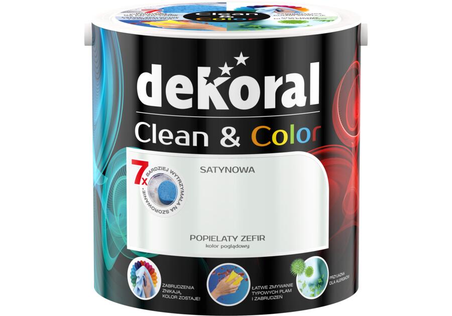 Zdjęcie: Farba satynowa Clean&Color 2,5 L popielaty zefir DEKORAL