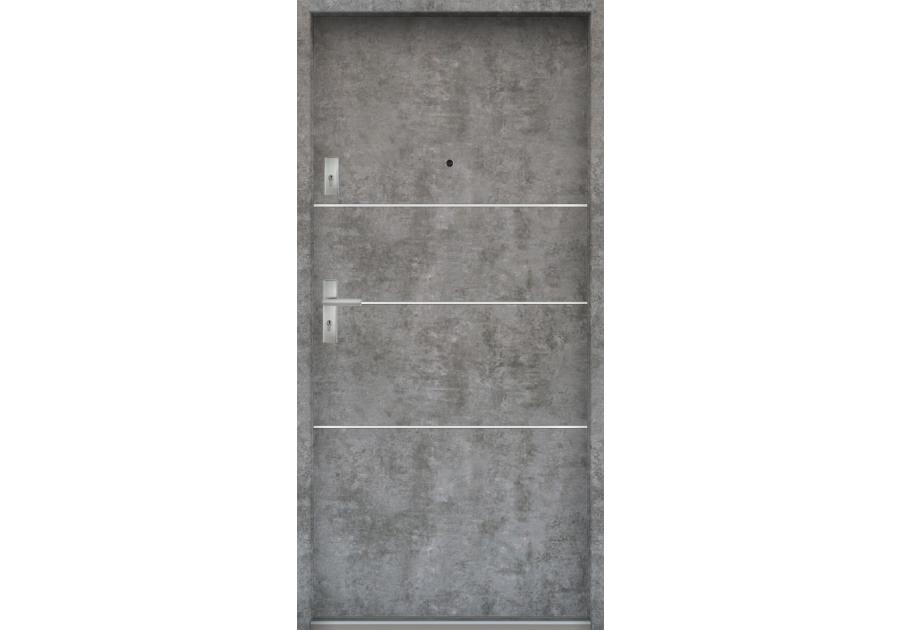 Zdjęcie: Drzwi wejściowe do mieszkań Bastion A-66 Beton srebrny 90 cm prawe ODP KR CENTER