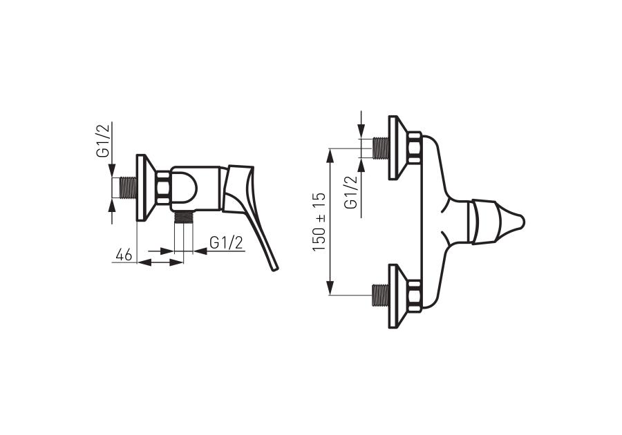 Bateria natryskowa Stillo ścienna FERRO