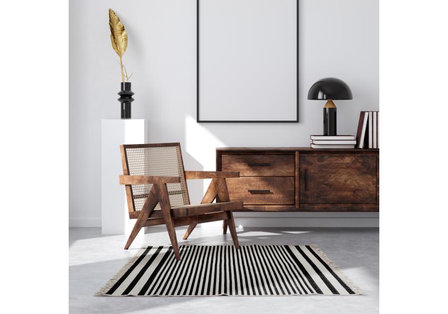 Zdjęcie: Dywan Kilim Gold 120x160 cm pasy biało-czarny MULTI-DECOR