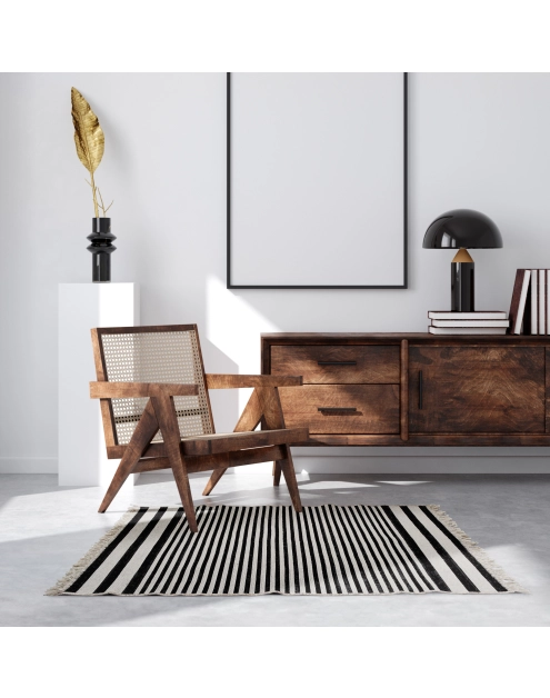 Zdjęcie: Dywan Kilim Gold 120x160 cm pasy biało-czarny MULTI-DECOR