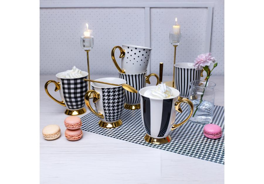 Zdjęcie: Kubek porcelanowy Diana Gold 300 ml paski AMBITION