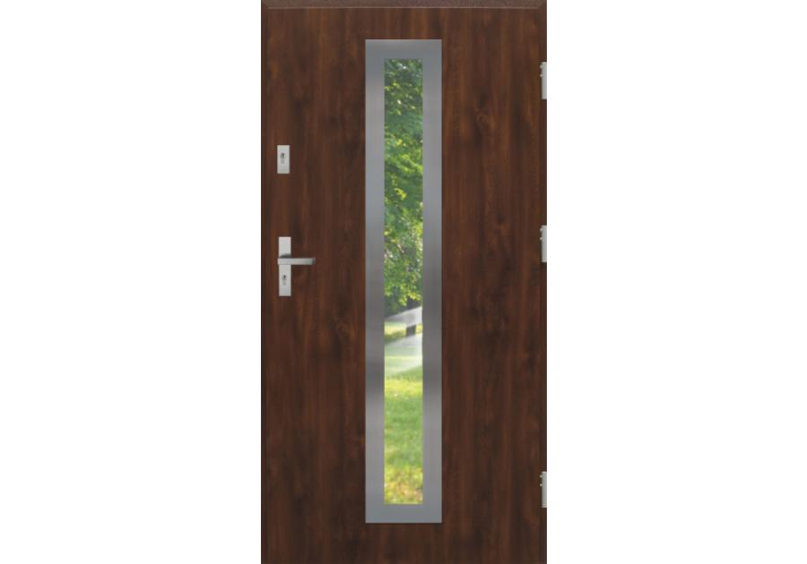 Zdjęcie: Drzwi zewnętrzne stalowo-drewniane Disting Otello 03 Orzech 90 cm prawe KR CENTER