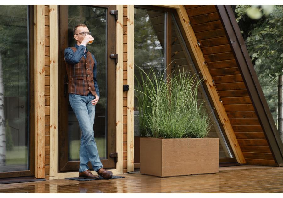 Zdjęcie: Kwietnik Karo Eco wood 400x800 mm deska, naturalne drewno LAMELA