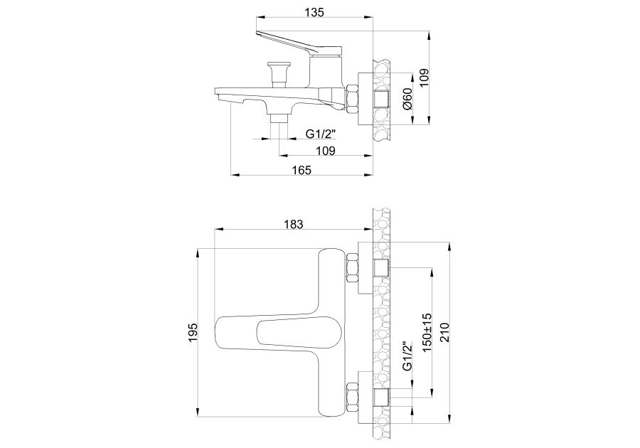 Zdjęcie: Bateria wannowa z zestawem natryskowym Alonia złoto szczotkowane INVENA
