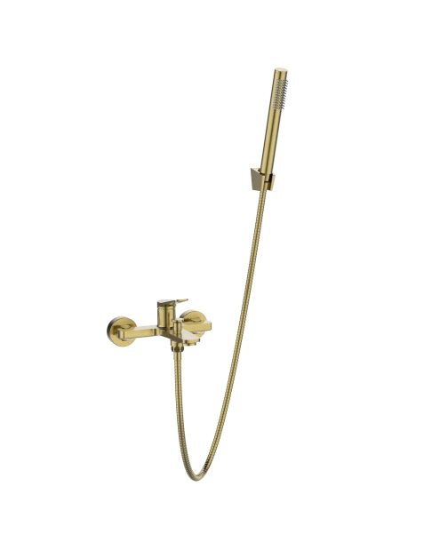 Zdjęcie: Bateria wannowa z zestawem natryskowym Alonia złoto szczotkowane INVENA