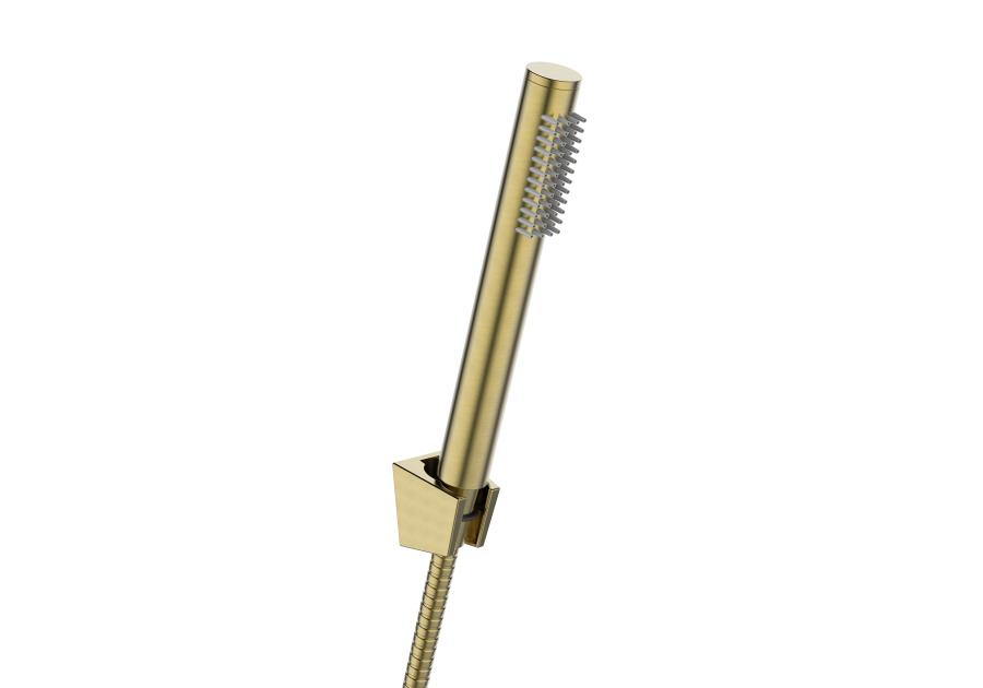 Zdjęcie: Bateria wannowa z zestawem natryskowym Alonia złoto szczotkowane INVENA