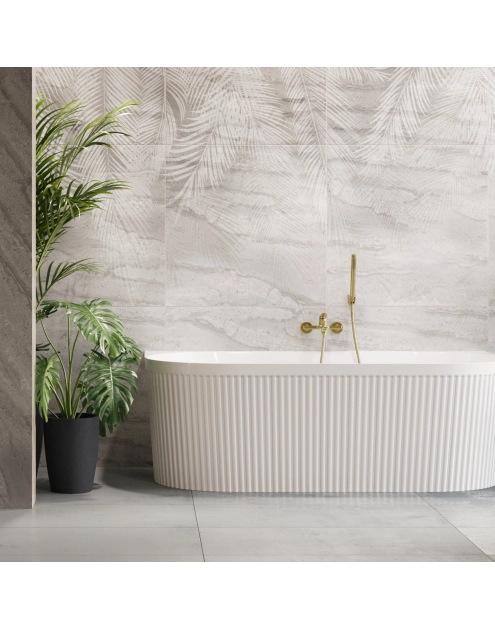 Zdjęcie: Bateria wannowa z zestawem natryskowym Alonia złoto szczotkowane INVENA