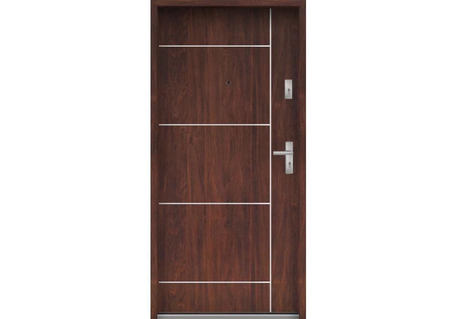 Zdjęcie: Drzwi wejściowe do mieszkań Bastion A-65 Kasztan 90 cm lewe OSPŁ KR CENTER