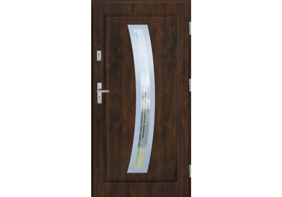 Zdjęcie: Drzwi zewnętrzne stalowo-drewniane Disting Figaro 02 Orzech 90 cm prawe KR CENTER