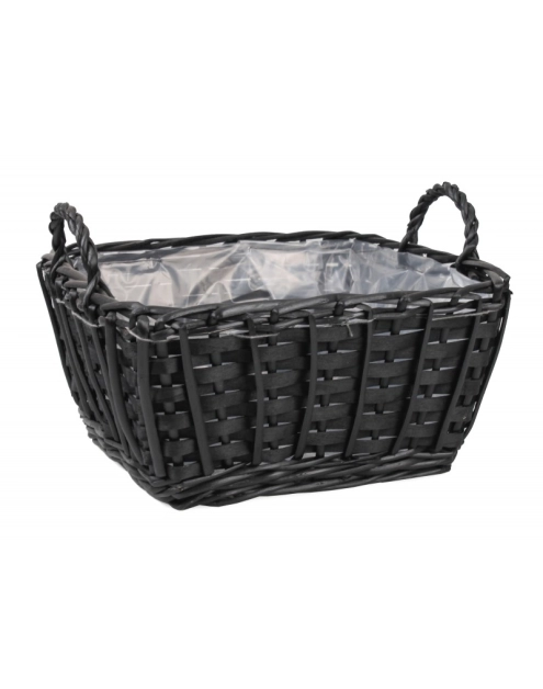 Zdjęcie: Koszyk kwadratowy wiklinowy z uchwytami czarny TIN TOURS