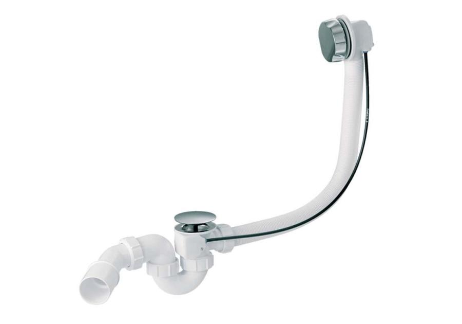 Zdjęcie: Zestaw odpływowo-przelewowy wannowy z odejściem 40/50 mm pokrętło abs biały MCALPINE