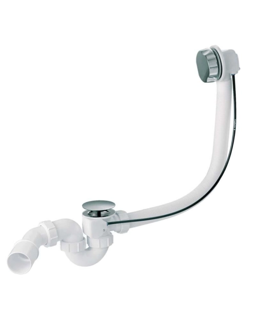 Zdjęcie: Zestaw odpływowo-przelewowy wannowy z odejściem 40/50 mm pokrętło abs biały MCALPINE