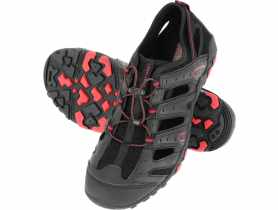 Sandały trekkingowe pu/dzianina czarno-czerwone, 