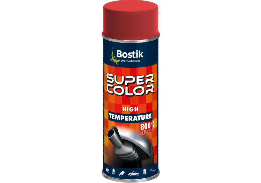 Zdjęcie: Lakier wysokotemperaturowy Super Color High Temperature czerwony 400 ml BOSTIK