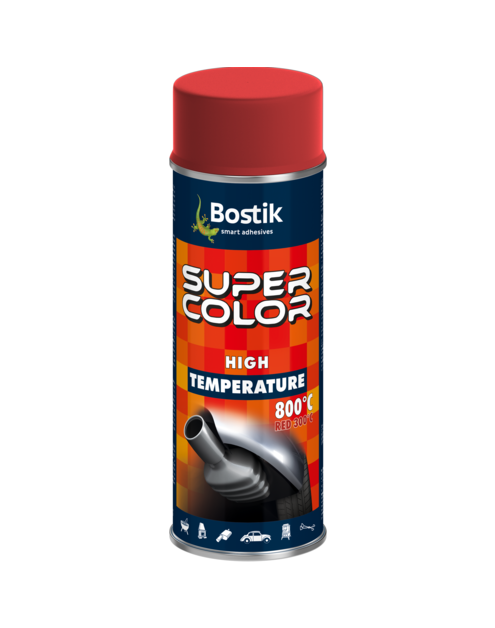 Zdjęcie: Lakier wysokotemperaturowy Super Color High Temperature czerwony 400 ml BOSTIK