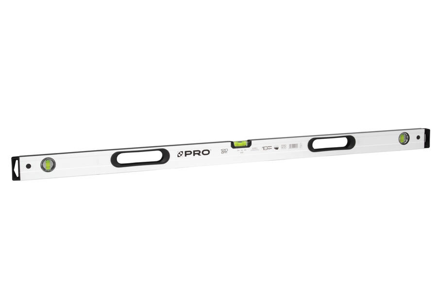 Zdjęcie: Poziomnica PRO800 malowana biała dwustronnie frezowana z uchwytami i libellą 2% 120 cm PRO