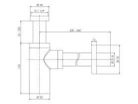 Syfon ozdobny do umywalki butelkowy bez spustu metalowy - czarny mat TYCNER