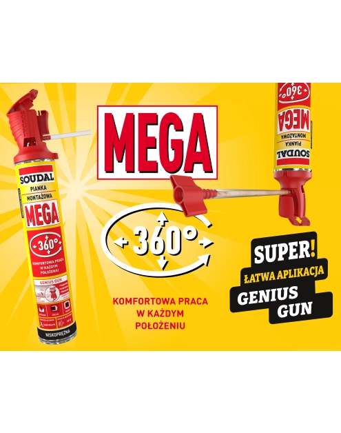 Zdjęcie: Pianka montażowa Mega 360 Genius Gun SOUDAL