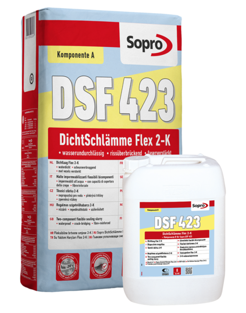 Zdjęcie: Elastyczna zaprawa uszczelniająca dwuskładnikowa DSF 423 (składnik A) 24 kg SOPRO