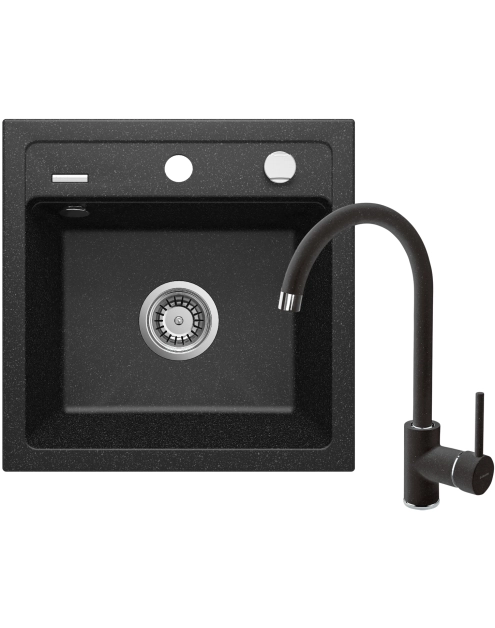 Zdjęcie: Zlewozmywak granitowy ZQZ_2103 grafit, bateria z wylewką BEN_262M grafit DEANTE