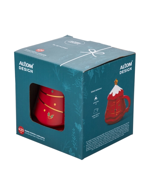 Zdjęcie: Kubek choinka czerwona 420 ml z pokrywką ALTOM DESIGN