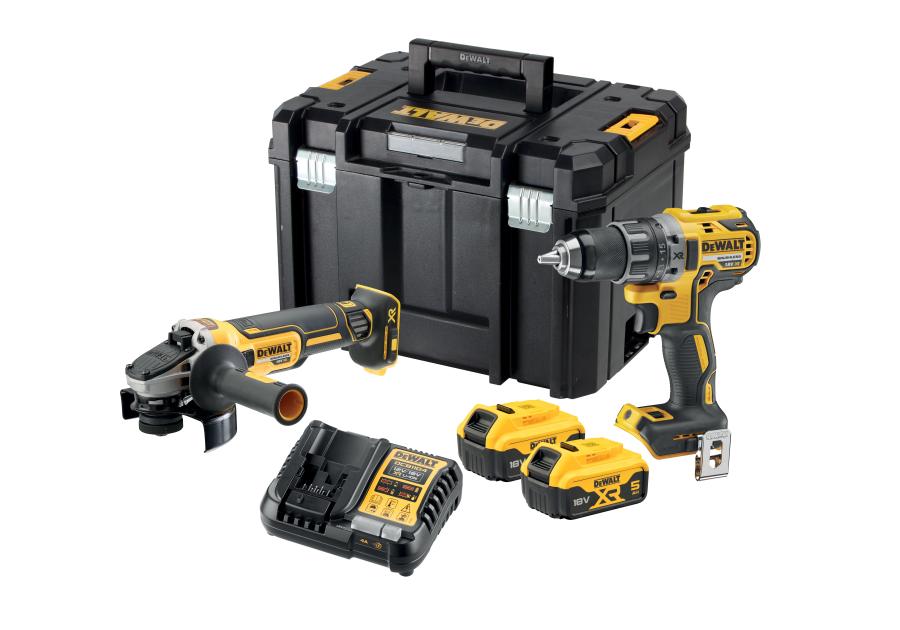 Zdjęcie: Zestaw wiertarko-wkrętarka 18V + szlifierka 125 mm 18V DEWALT