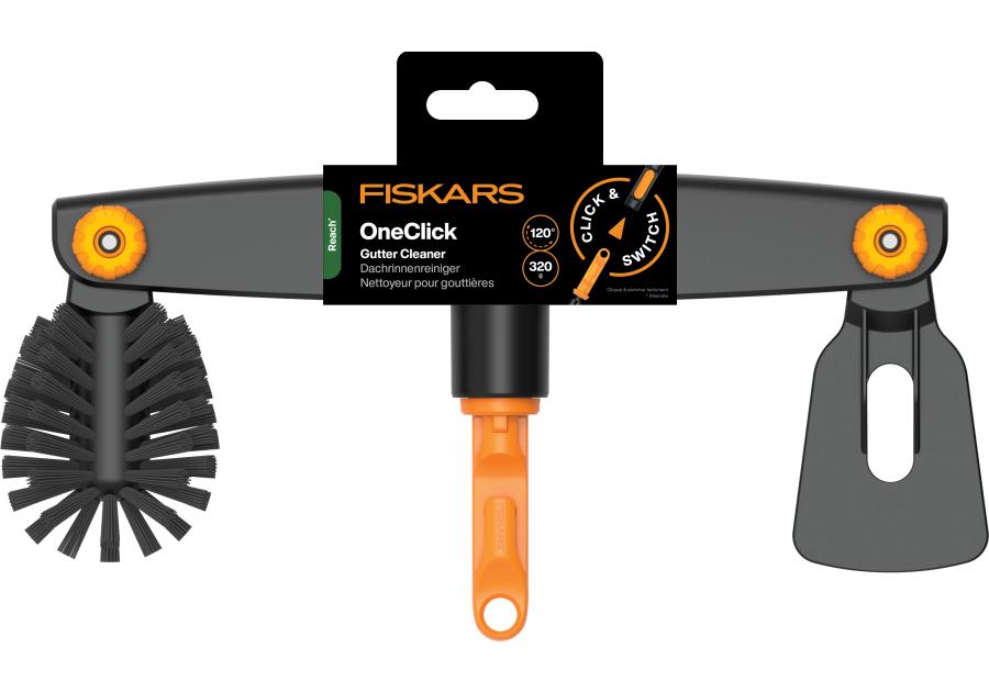 Zdjęcie: Szczotka i skrobak do czyszczenia rynien, głowica One Click FISKARS