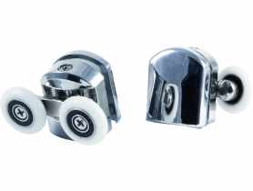 Rolki górne podwójne do szyb 5 mm - FI 23 mm biały,chrom DEANTE
