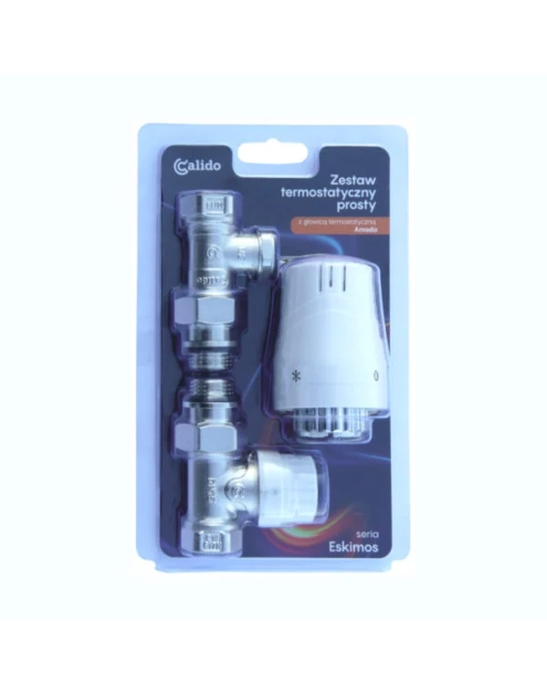 Zdjęcie: Zestaw grzejnikowy termostatyczny prosty 1/2", głowica termostatyczna Amada CALIDO