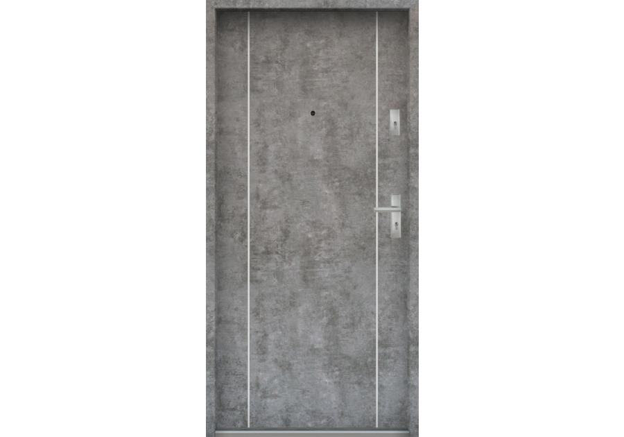 Zdjęcie: Drzwi wejściowe do mieszkań Bastion A-34 Beton srebrny 80 cm lewe OSPŁ KR CENTER