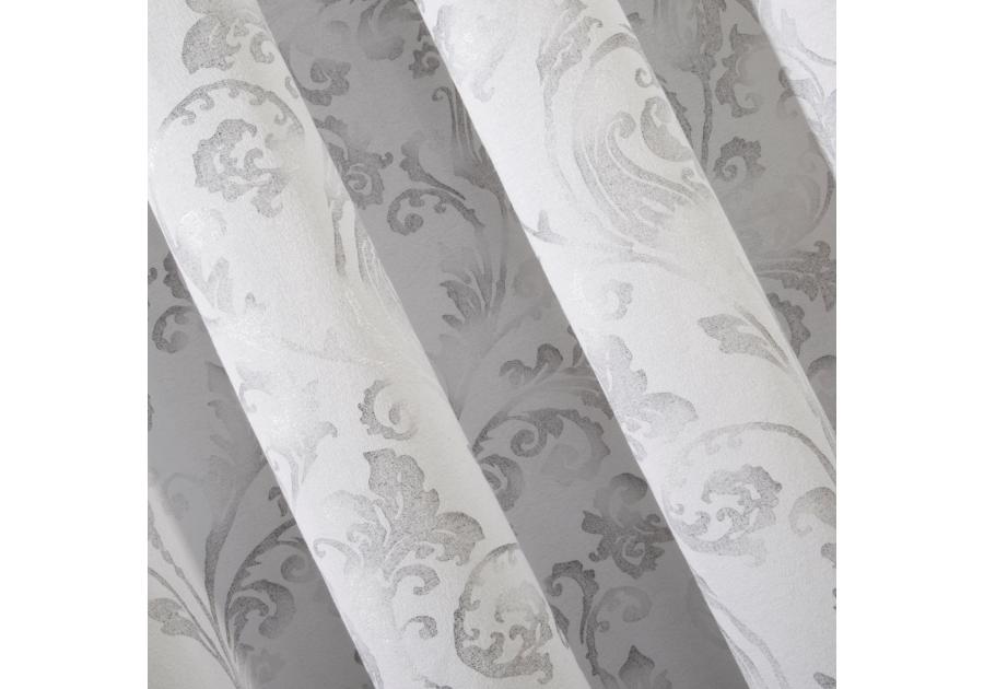 Zdjęcie: Zasłona Joanna 140x250 cm biało-srebrna na przelotkach EUROFIRANY