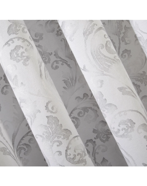 Zdjęcie: Zasłona Joanna 140x250 cm biało-srebrna na przelotkach EUROFIRANY