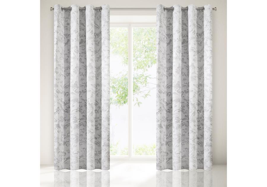 Zdjęcie: Zasłona Joanna 140x250 cm biało-srebrna na przelotkach EUROFIRANY