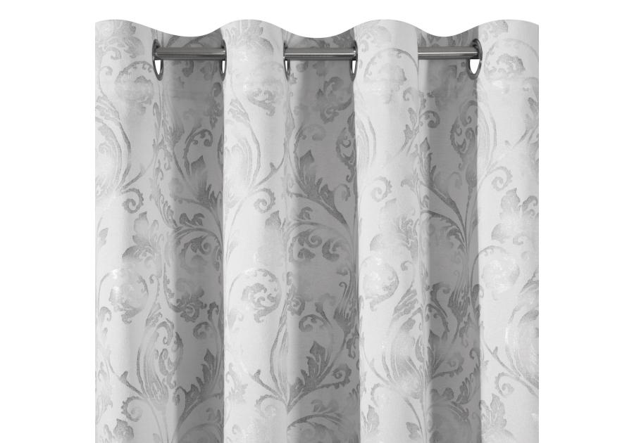 Zdjęcie: Zasłona Joanna 140x250 cm biało-srebrna na przelotkach EUROFIRANY