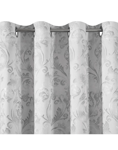 Zdjęcie: Zasłona Joanna 140x250 cm biało-srebrna na przelotkach EUROFIRANY