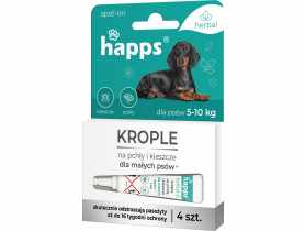 Krople na pchły i kleszcze dla małych psów do 10 kg 4 sztuki HAPPS HERBAL