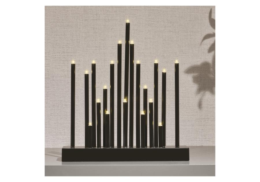 Zdjęcie: Świecznik czarny 20 LED, 27 cm, ciepła biel EMOS