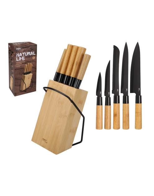 Zdjęcie: Komplet noży w bloku Natural Life 6 elementów 21204 RAVI