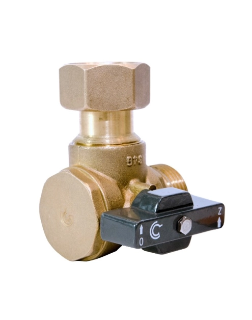 Zdjęcie: Zawór kulowy kątowy do podłączenia kotła gazowego  3/4" CALIDO